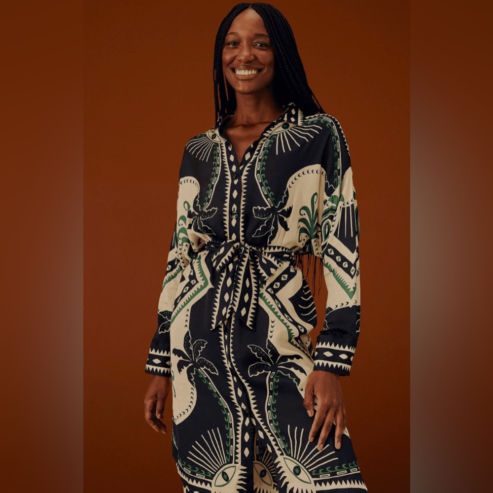Farm Rio Mystic Scarf Viscose Shirtdress - Size S